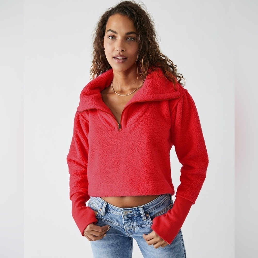 Free People MWT Poppy Pullover in fiery red size XS